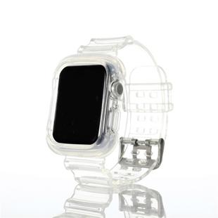 For Apple Watch Series 7 45mm / 6 & SE & 5 & 4 44mm / 3 & 2 & 1 42mm Transparent TPU Integrated Watch Band