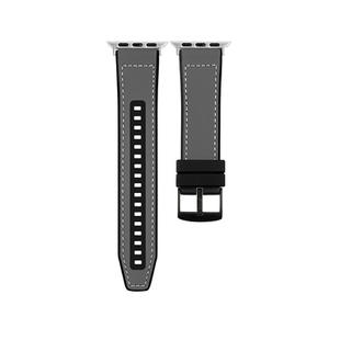 For Apple Watch Series 10 46mm Hybrid Leather Silicone Watch Band(Grey)