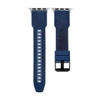 For Apple Watch Series 8 45mm Hybrid Braid Nylon Silicone Watch Band(Blue)