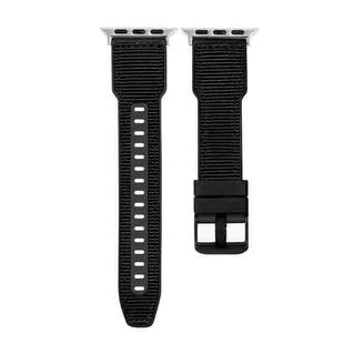 For Apple Watch 3 42mm Hybrid Braid Nylon Silicone Watch Band(Black)