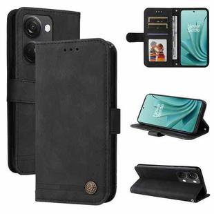 For OnePlus Nord 3/Ace 2V Skin Feel Life Tree Metal Button Leather Phone Case(Black)