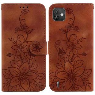 For Wiko Y82 Lily Embossed Leather Phone Case(Brown)