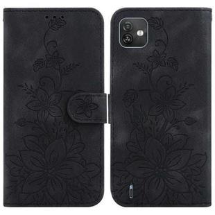 For Wiko Y82 Lily Embossed Leather Phone Case(Black)