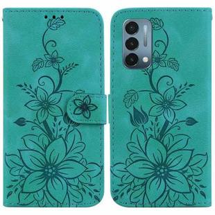 For OnePlus Nord N200 5G Lily Embossed Leather Phone Case(Green)