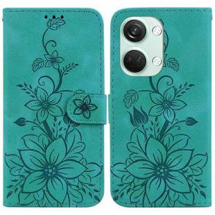 For OnePlus Nord 3 Lily Embossed Leather Phone Case(Green)