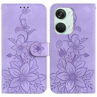 For OnePlus Nord 3 Lily Embossed Leather Phone Case(Purple)