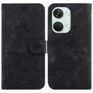 For OnePlus Nord 3 Lily Embossed Leather Phone Case(Black)