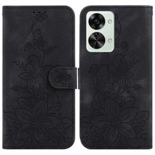 For OnePlus Nord 2T Lily Embossed Leather Phone Case(Black)
