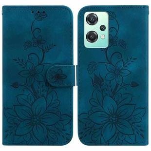 For OnePlus Nord CE 2 Lite 5G Lily Embossed Leather Phone Case(Dark Blue)
