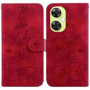 For OnePlus Nord CE 3 Lite / N30 Lily Embossed Leather Phone Case(Red)