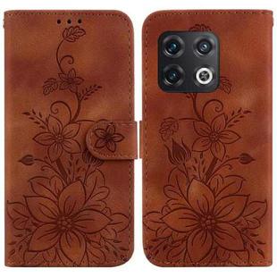 For OnePlus 10 Pro 5G Lily Embossed Leather Phone Case(Brown)