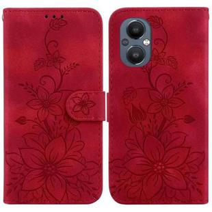 For OnePlus Nord N20 5G Lily Embossed Leather Phone Case(Red)