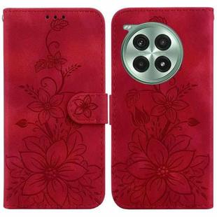 For OnePlus Ace 3 Pro Lily Embossed Leather Phone Case(Red)