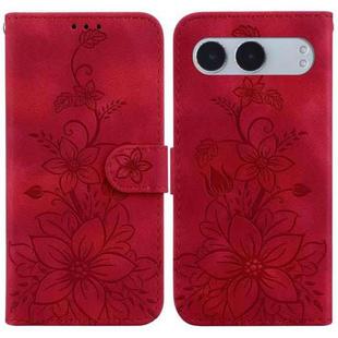 For OnePlus Nord 4 Lily Embossed Leather Phone Case(Red)