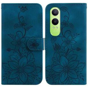 For OnePlus Nord CE4 Lite Lily Embossed Leather Phone Case(Dark Blue)