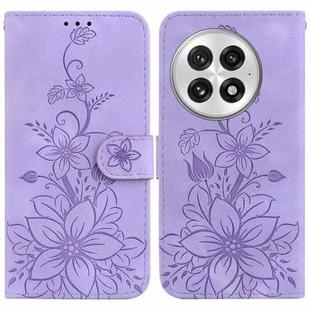 For OnePlus 13 Lily Embossed Leather Phone Case(Purple)