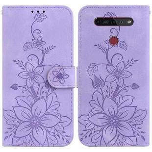 For LG K41S / K51S Lily Embossed Leather Phone Case(Purple)
