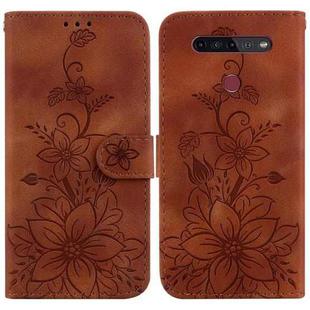 For LG K41S / K51S Lily Embossed Leather Phone Case(Brown)