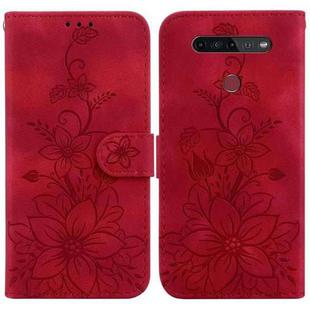 For LG K41S / K51S Lily Embossed Leather Phone Case(Red)