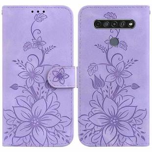 For LG K61 Lily Embossed Leather Phone Case(Purple)