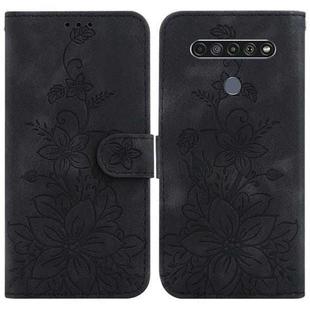 For LG K61 Lily Embossed Leather Phone Case(Black)