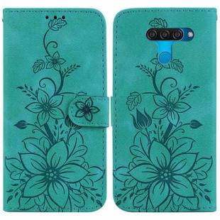 For LG K50 / Q60 Lily Embossed Leather Phone Case(Green)