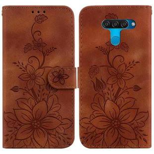 For LG K50 / Q60 Lily Embossed Leather Phone Case(Brown)