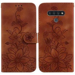 For LG Stylo 6 / K71 Lily Embossed Leather Phone Case(Brown)