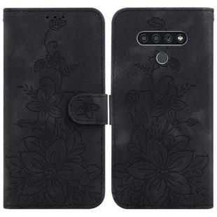 For LG Stylo 6 / K71 Lily Embossed Leather Phone Case(Black)