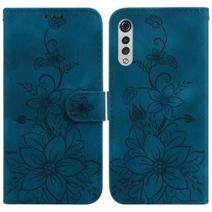 For LG Velvet 4G / 5G / G9 Lily Embossed Leather Phone Case(Dark Blue)