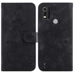 For Nokia C21 Plus Lily Embossed Leather Phone Case(Black)