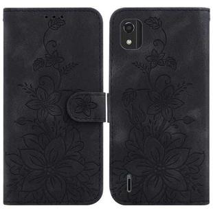 For Nokia C2 2nd Edition Lily Embossed Leather Phone Case(Black)
