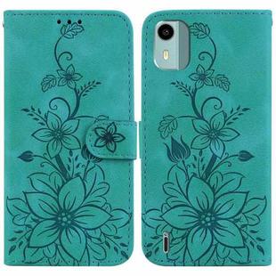 For Nokia C12 Lily Embossed Leather Phone Case(Green)