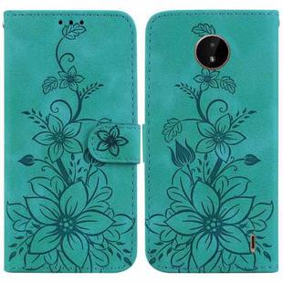 For Nokia C20 / C10 Lily Embossed Leather Phone Case(Green)