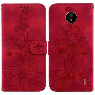 For Nokia C20 / C10 Lily Embossed Leather Phone Case(Red)