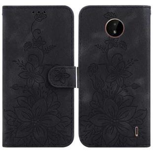 For Nokia C20 / C10 Lily Embossed Leather Phone Case(Black)