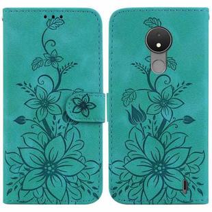For Nokia C21 Lily Embossed Leather Phone Case(Green)