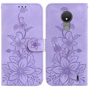 For Nokia C21 Lily Embossed Leather Phone Case(Purple)