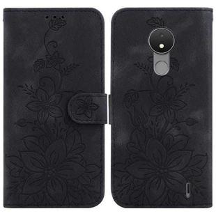 For Nokia C21 Lily Embossed Leather Phone Case(Black)