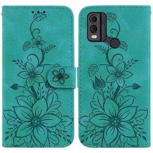 For Nokia C22 Lily Embossed Leather Phone Case(Green)