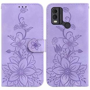 For Nokia C22 Lily Embossed Leather Phone Case(Purple)