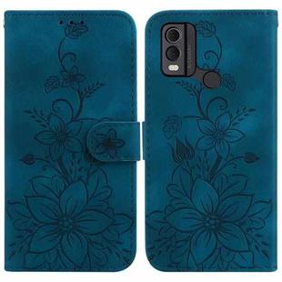 For Nokia C22 Lily Embossed Leather Phone Case(Dark Blue)