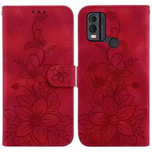 For Nokia C22 Lily Embossed Leather Phone Case(Red)