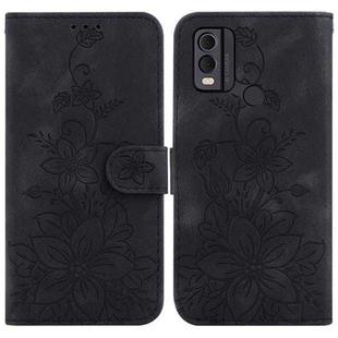 For Nokia C22 Lily Embossed Leather Phone Case(Black)