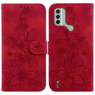 For Nokia C31 Lily Embossed Leather Phone Case(Red)