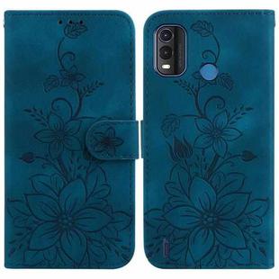 For Nokia G11 Plus Lily Embossed Leather Phone Case(Dark Blue)