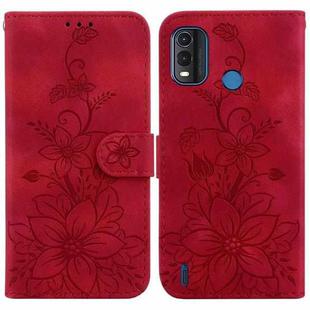 For Nokia G11 Plus Lily Embossed Leather Phone Case(Red)