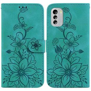 For Nokia G60 Lily Embossed Leather Phone Case(Green)