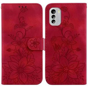 For Nokia G60 Lily Embossed Leather Phone Case(Red)