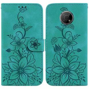 For Nokia G300 Lily Embossed Leather Phone Case(Green)